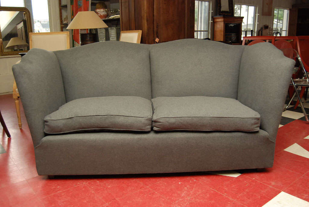 Charcoal Grey Wool Flannel Sofa For Sale at 1stDibs