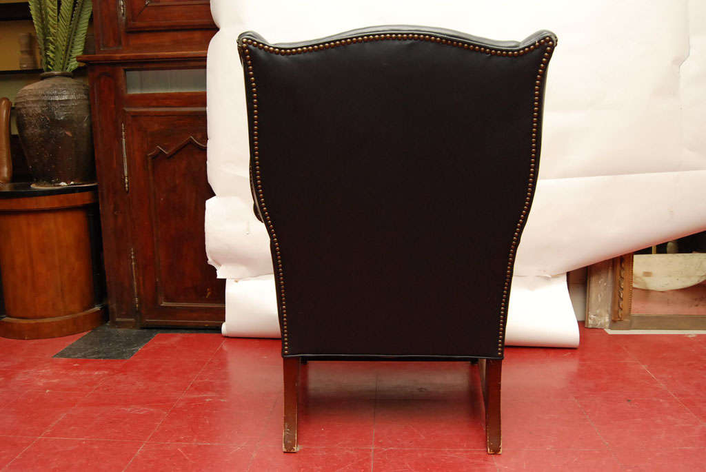 leather wing chair and ottoman