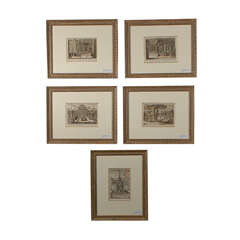 Set of 5 French Antique Copperplate Engravings c1661