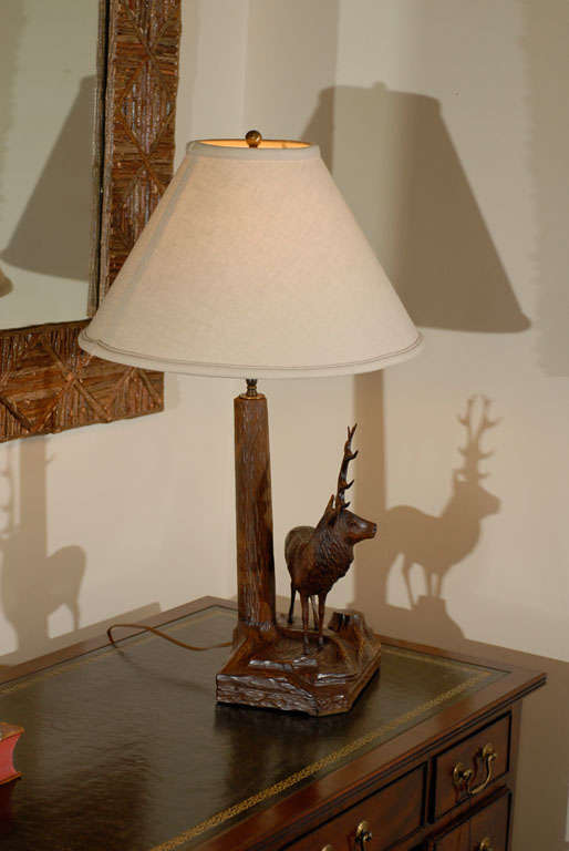 20th Century Black Forest Stag Lamp 3
