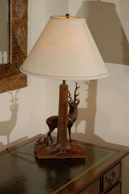 20th Century Black Forest Stag Lamp 4