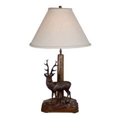 20th Century Black Forest Stag Lamp