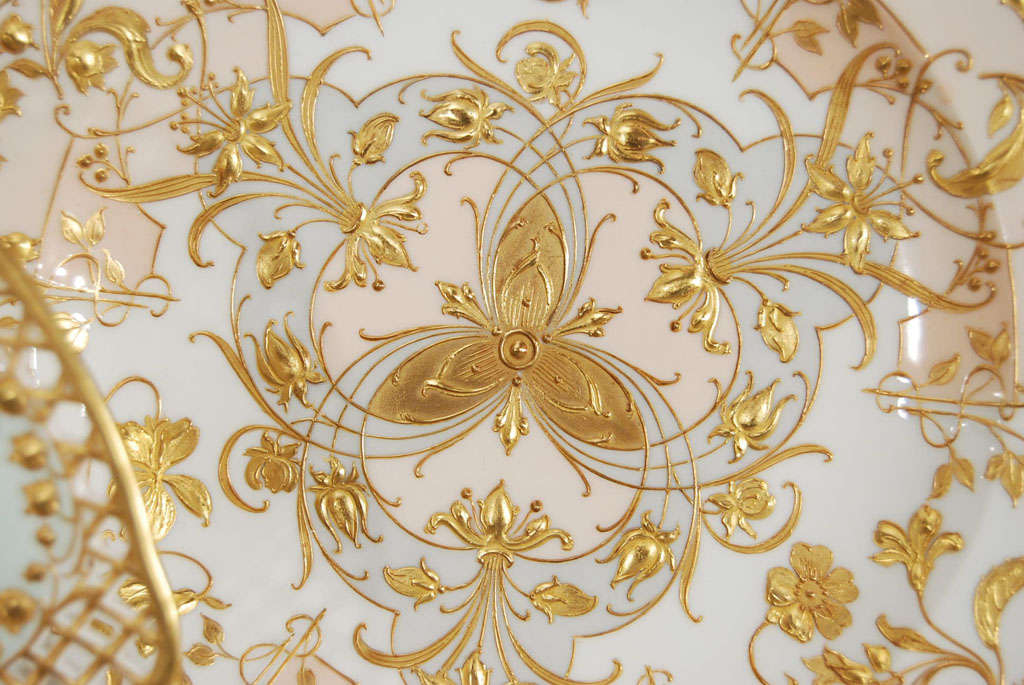 Set of 12 KPM Handpainted Art Nouveau Raised Paste Gold Plates 2