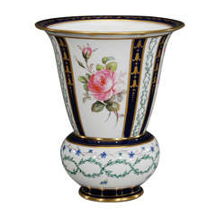 Used Royal Crown Derby Hand-Painted Porcelain Vase with Roses