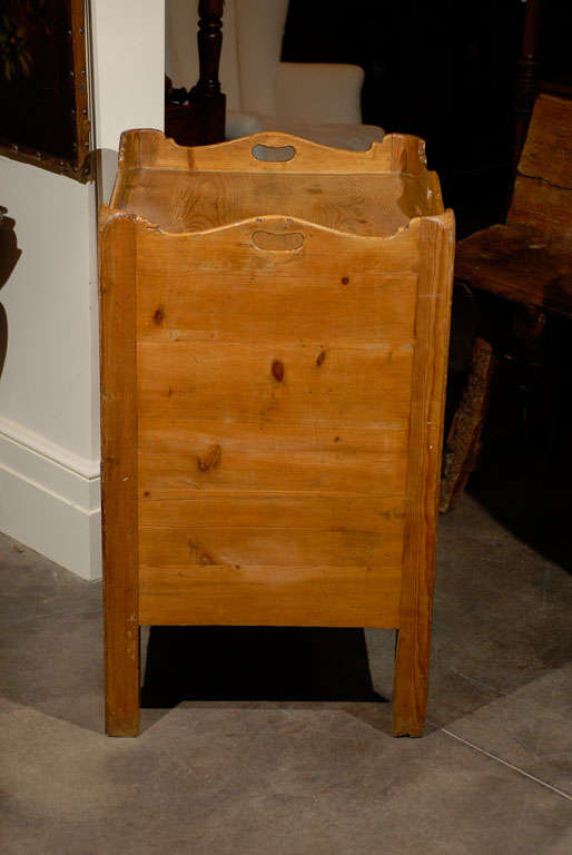 Wood English circa 1800 Pine Tray Top Commode with Double Doors and Faux Drawer