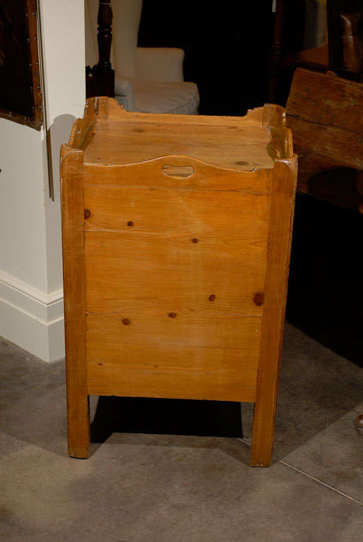English circa 1800 Pine Tray Top Commode with Double Doors and Faux Drawer 1