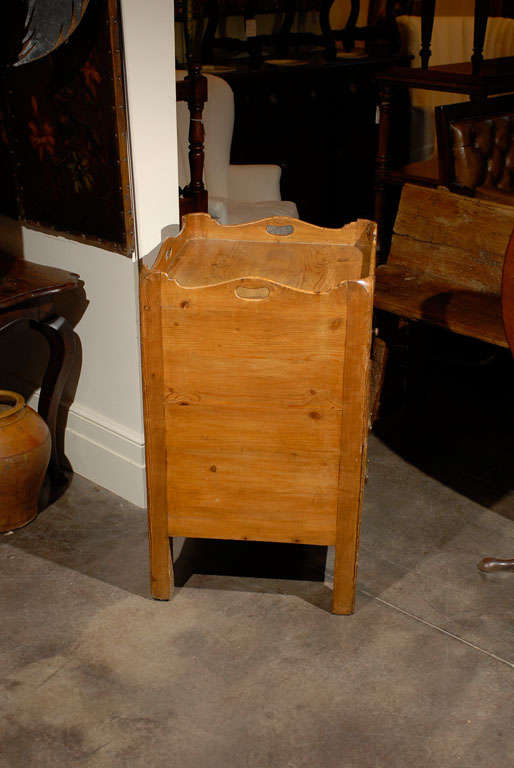 English circa 1800 Pine Tray Top Commode with Double Doors and Faux Drawer 2