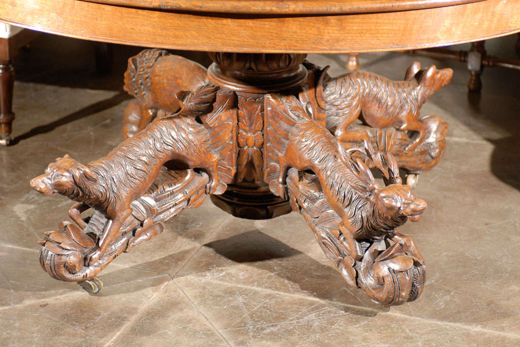 French Oval Table with Carved Animal Pedestal at 1stDibs animal