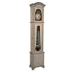 Antique French Light Painted Louis XVI Style Tall Case Clock from the Late 19th Century