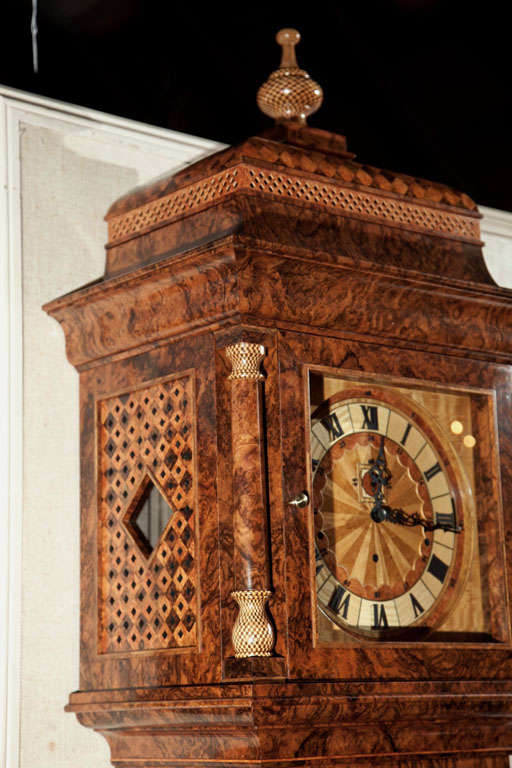 Walnut Tall Case Clock with Inlaid Face 1