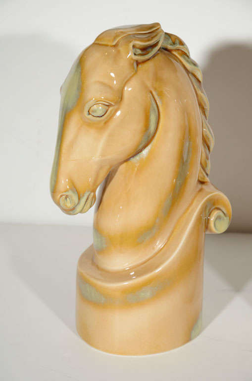 Pair of Stylized Knight Horse Ceramic Sculptures 5