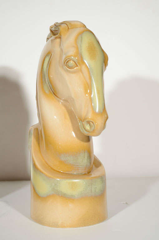 Pair of Stylized Knight Horse Ceramic Sculptures 3