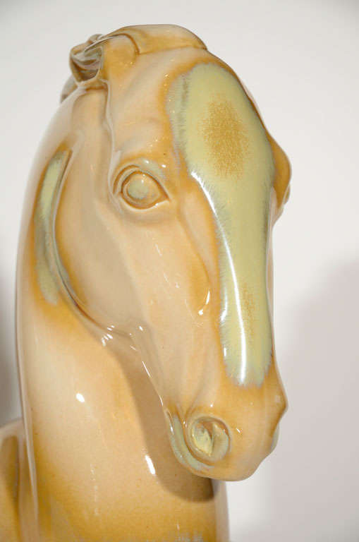 Pair of Stylized Knight Horse Ceramic Sculptures 4