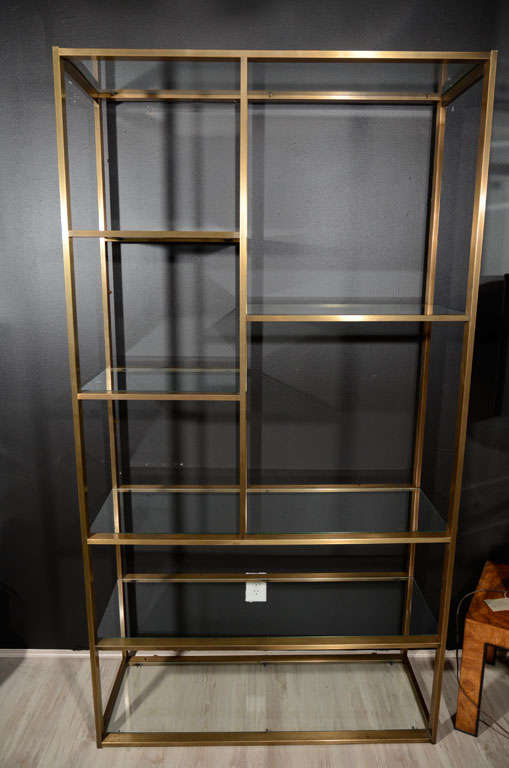 Modern Brass and Glass Etagere in the Manner of Milo Baughman 2