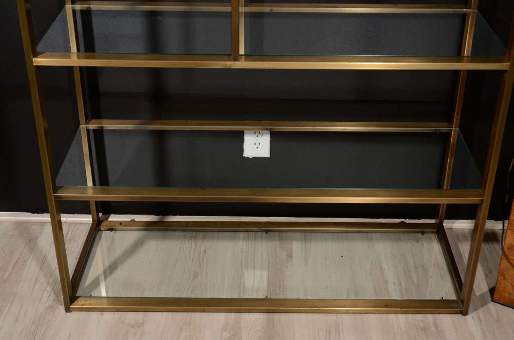 American Modern Brass and Glass Etagere in the Manner of Milo Baughman