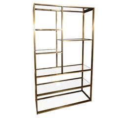 Modern Brass and Glass Etagere in the Manner of Milo Baughman