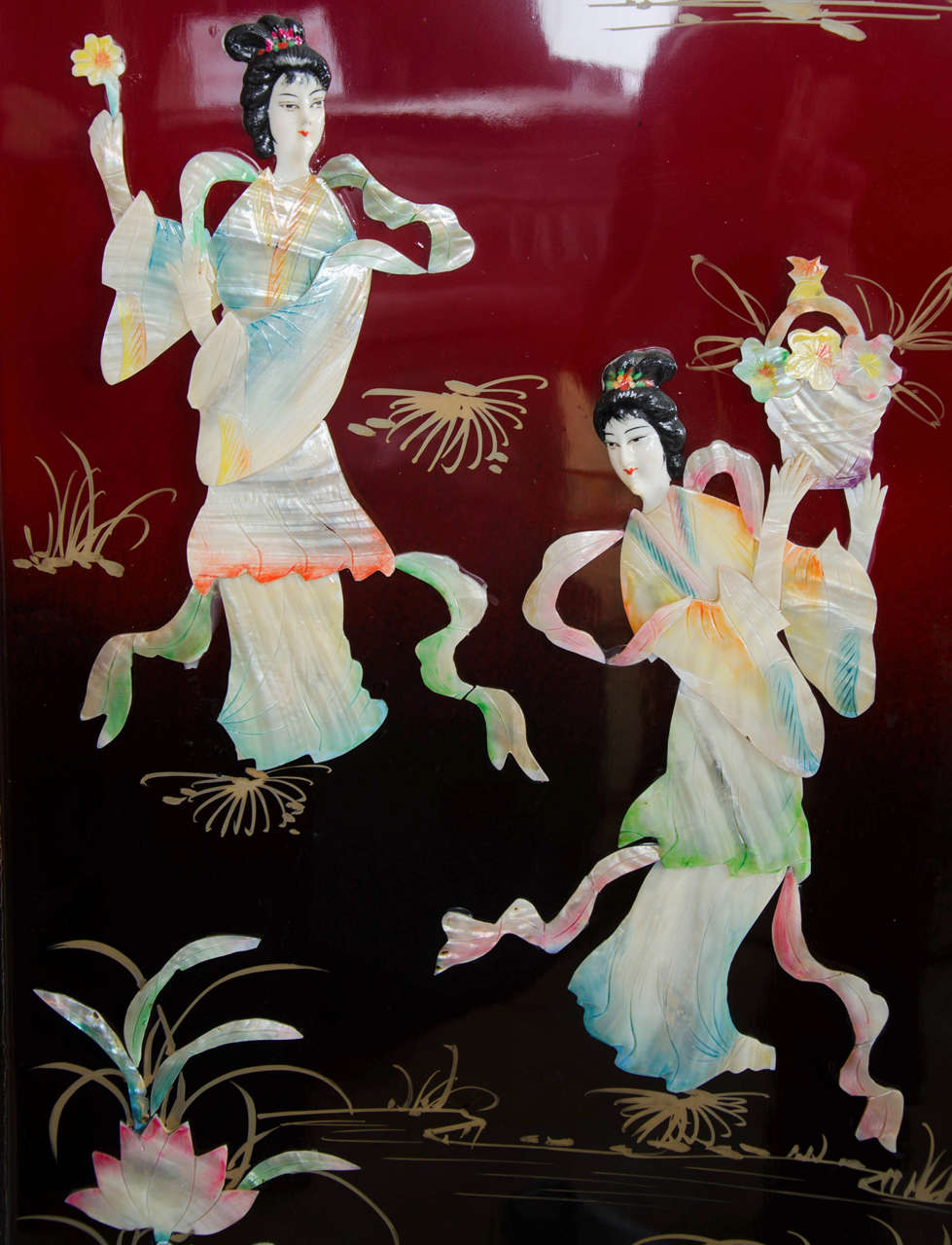Vintage Chinoiserie Lacquered Coromandel Screen Room Divider In Good Condition In London, GB