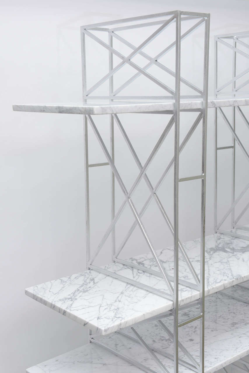 Modern Marble or Iron Shelf Unit For Sale