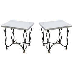 Pair of Moderne Iron End Tables
