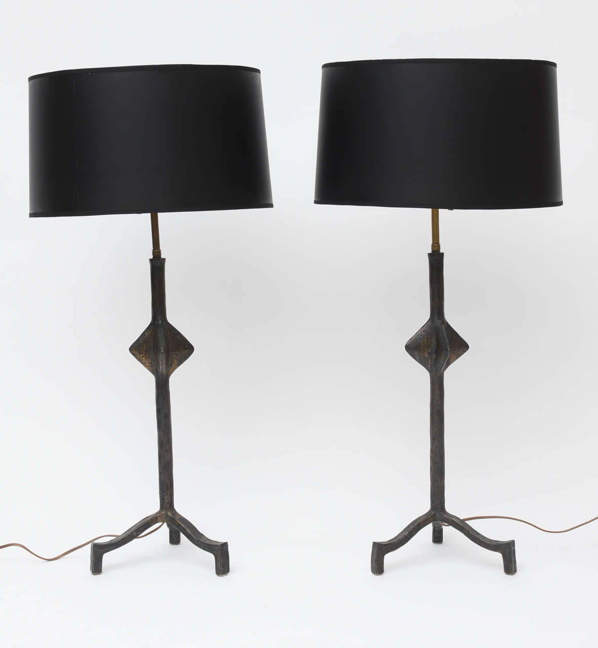 Amazing sculptural bronze table lamps after a design by Diego Giacometti.