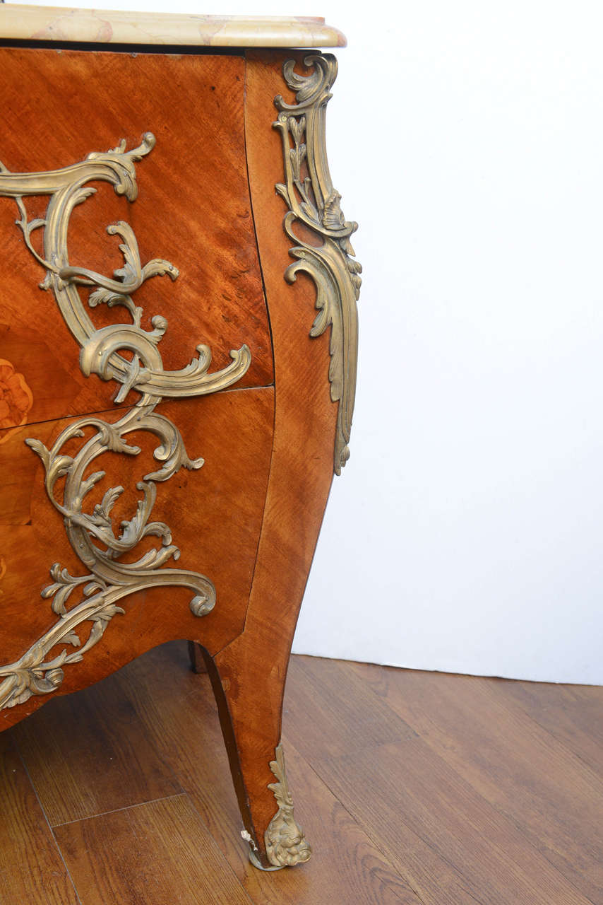 20th Century French Louis XV Style Commode with Marquetry and Ormolu, circa 1900