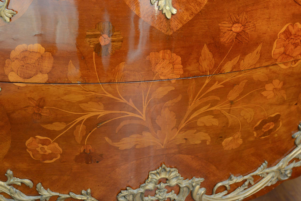 Fruitwood French Louis XV Style Commode with Marquetry and Ormolu, circa 1900
