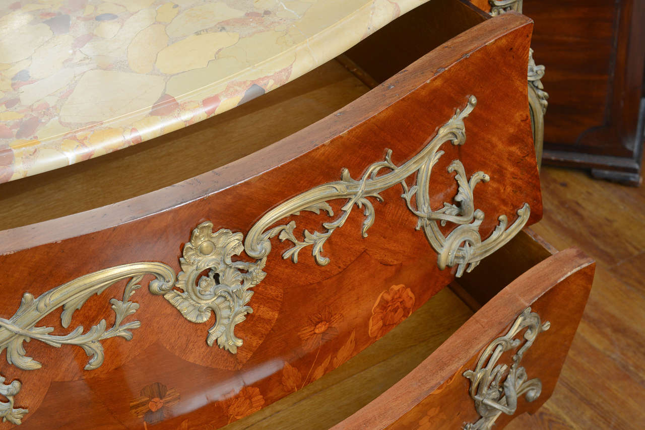 French Louis XV Style Commode with Marquetry and Ormolu, circa 1900 2