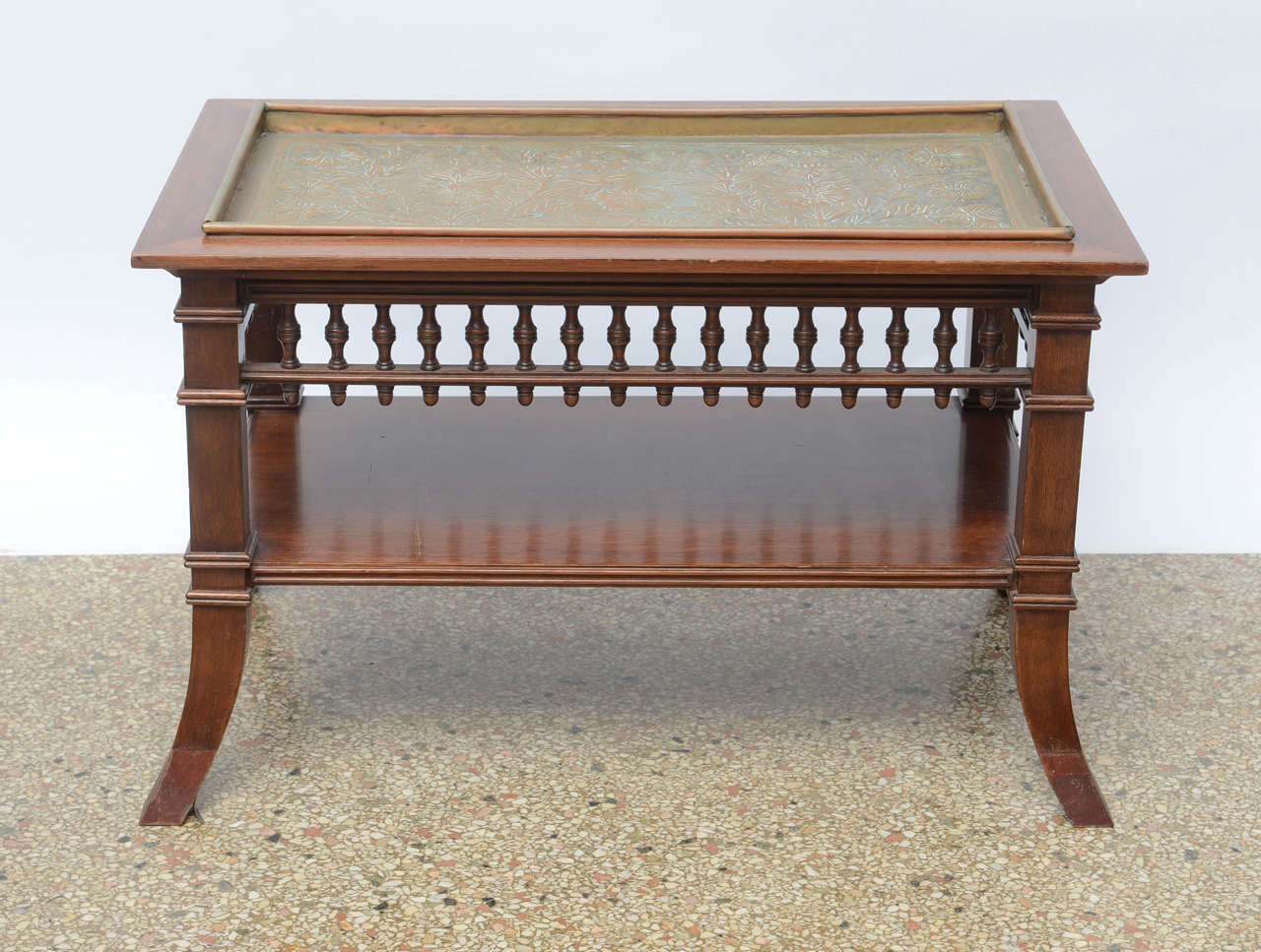 Arts and Crafts Tray Top Table with Shelf, 20th Century For Sale