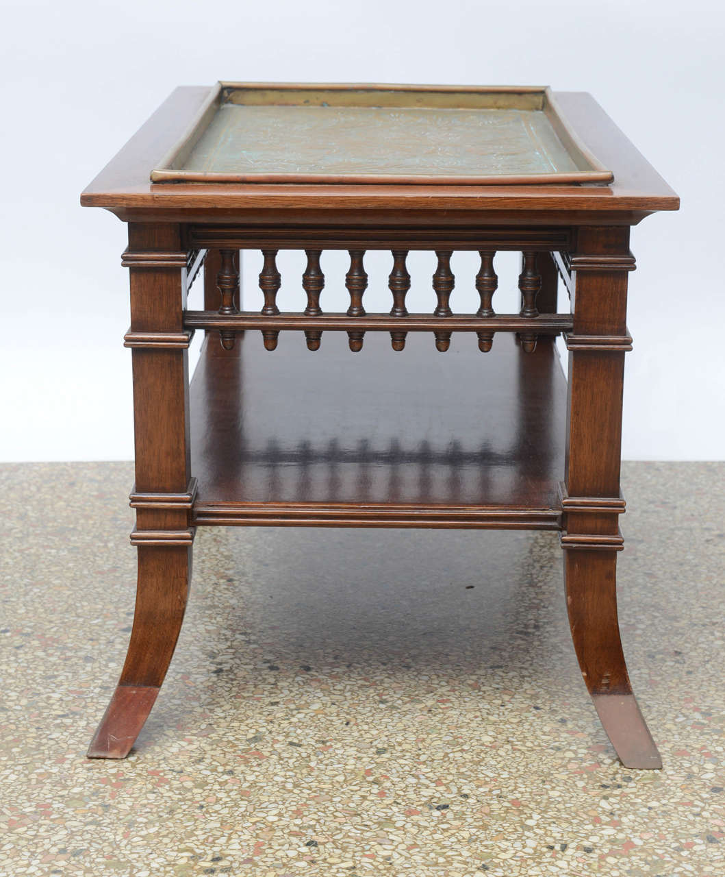 Pine Tray Top Table with Shelf, 20th Century For Sale