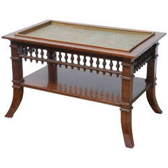 Antique Tray Top Table with Shelf, 20th Century