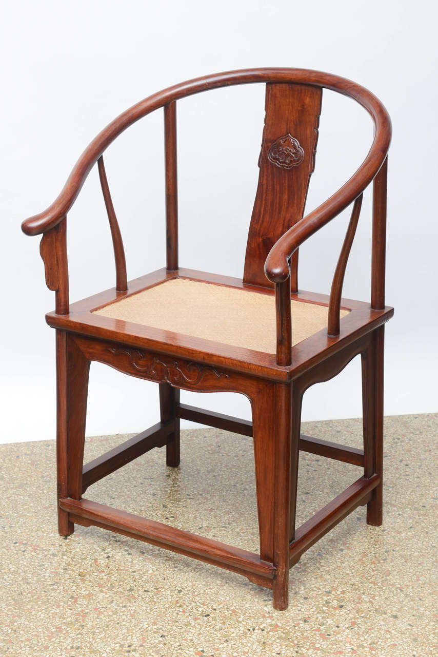 Hardwood Chinese Horseshoe Armchair, 20th Century