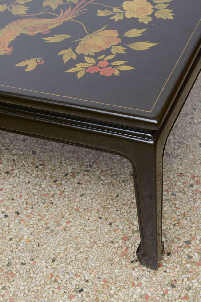 Chinese Low Lacquered Table, Hand-Decorated, 20th Century 1