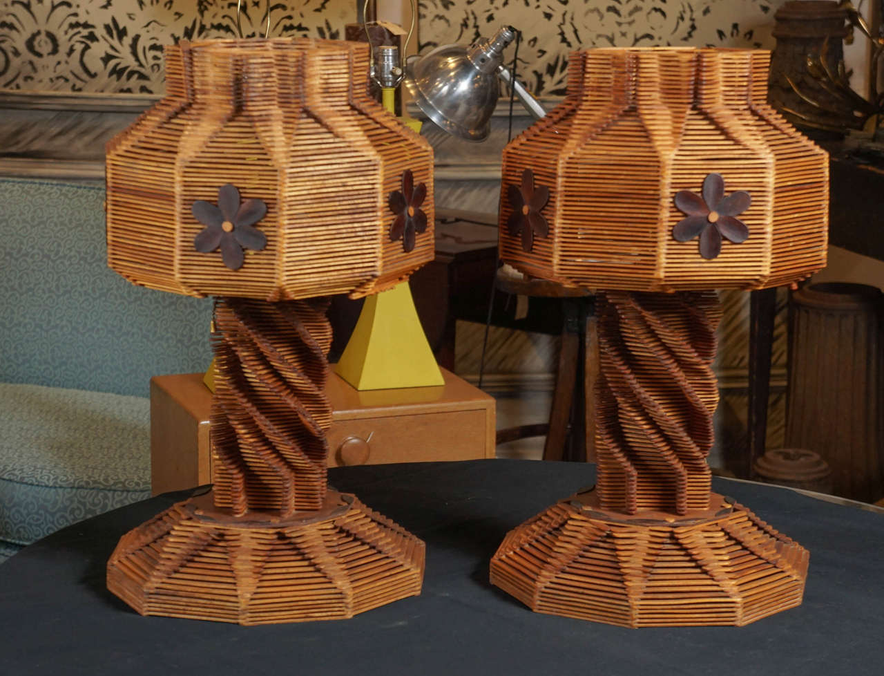 Pair of Folk Art Lamps