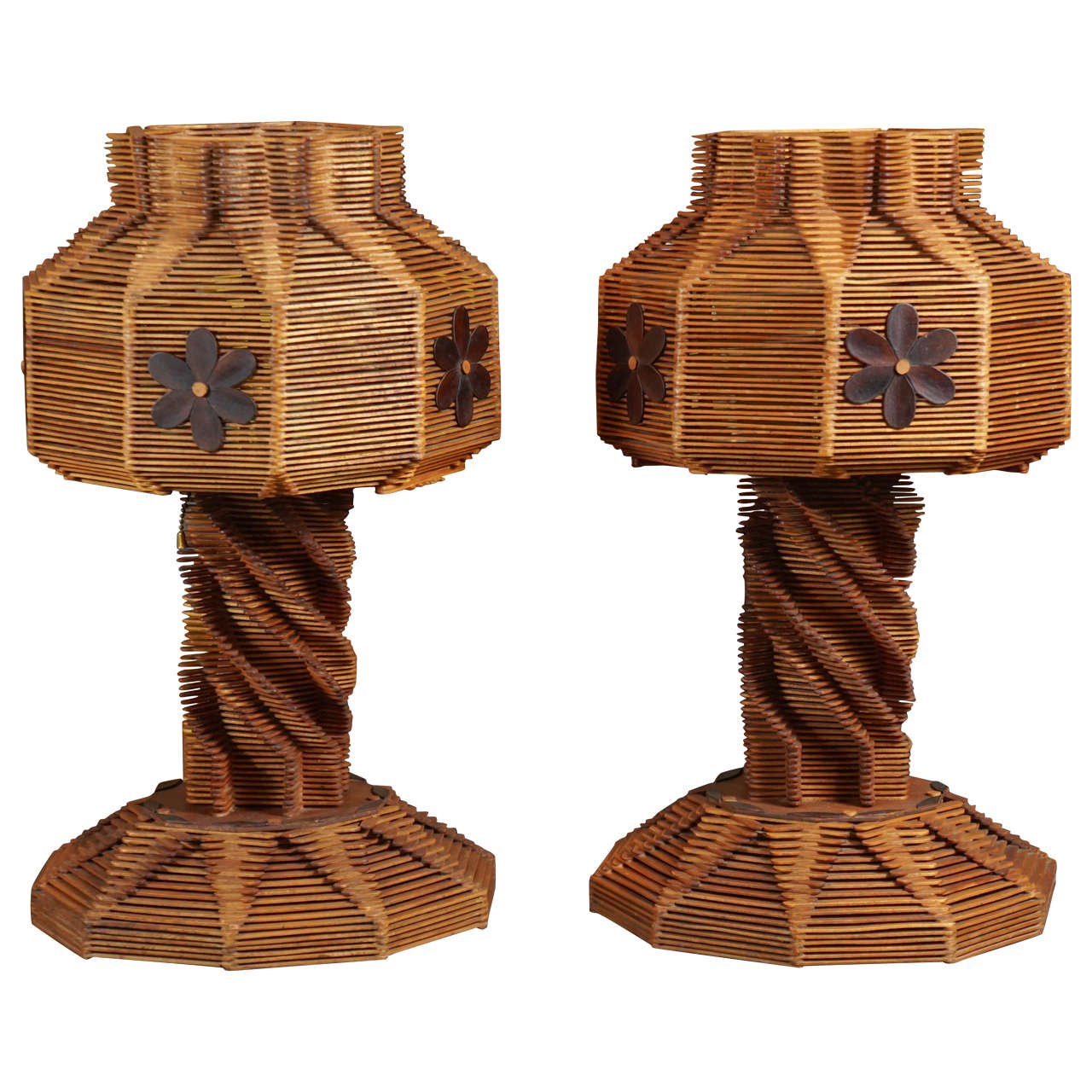 Pair of Folk Art Lamps at 1stDibs