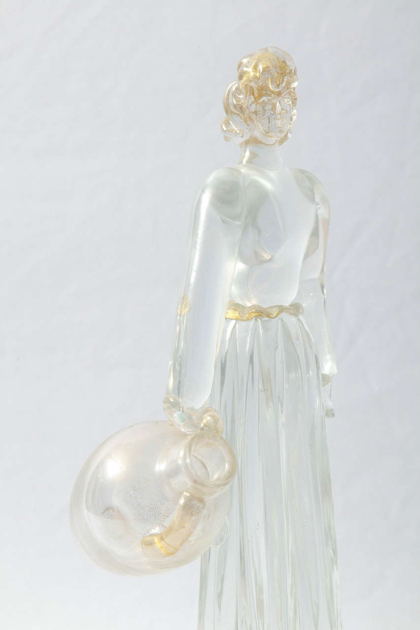 Art Deco Ercole BAROVIER, Donna Con Anfora Figurine