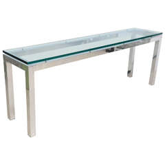 Long Chrome and Glass Console Table