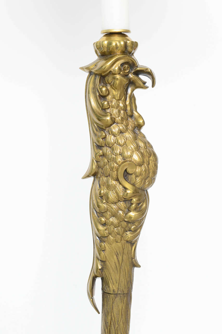 P.E. Guerin French Brass Floor Lamp with Eagle Motif 1