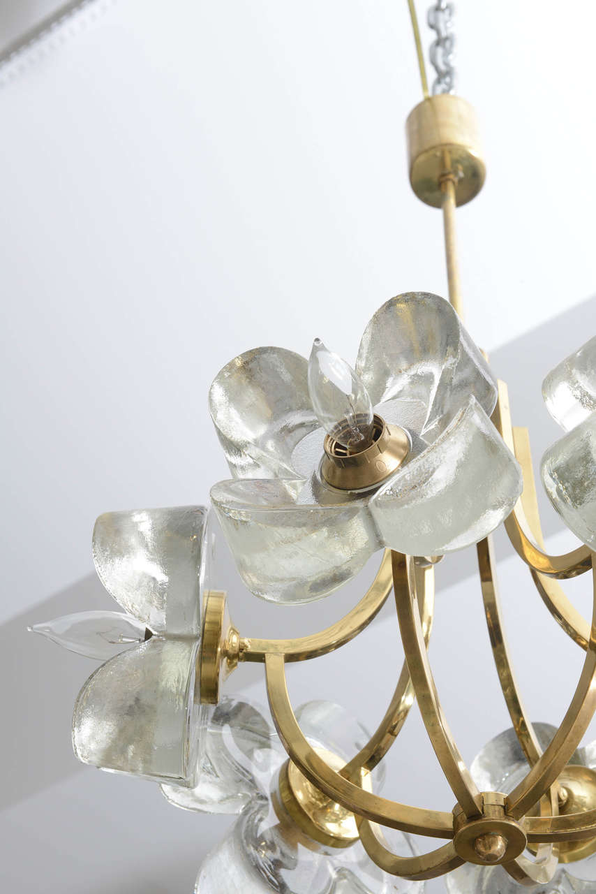 Mid-Century Modern Mazzega Glass Flower Chandelier