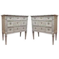Pair of Louis XVI style painted commodes