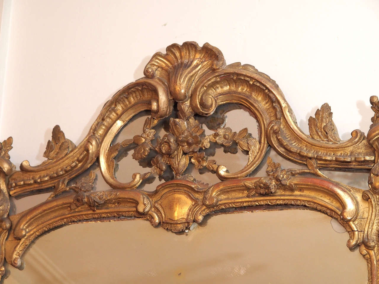 French Louis XV Gilt Mirror, 19th Century For Sale