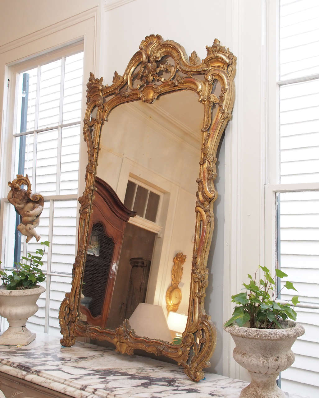 Louis XV Gilt Mirror, 19th Century For Sale 3