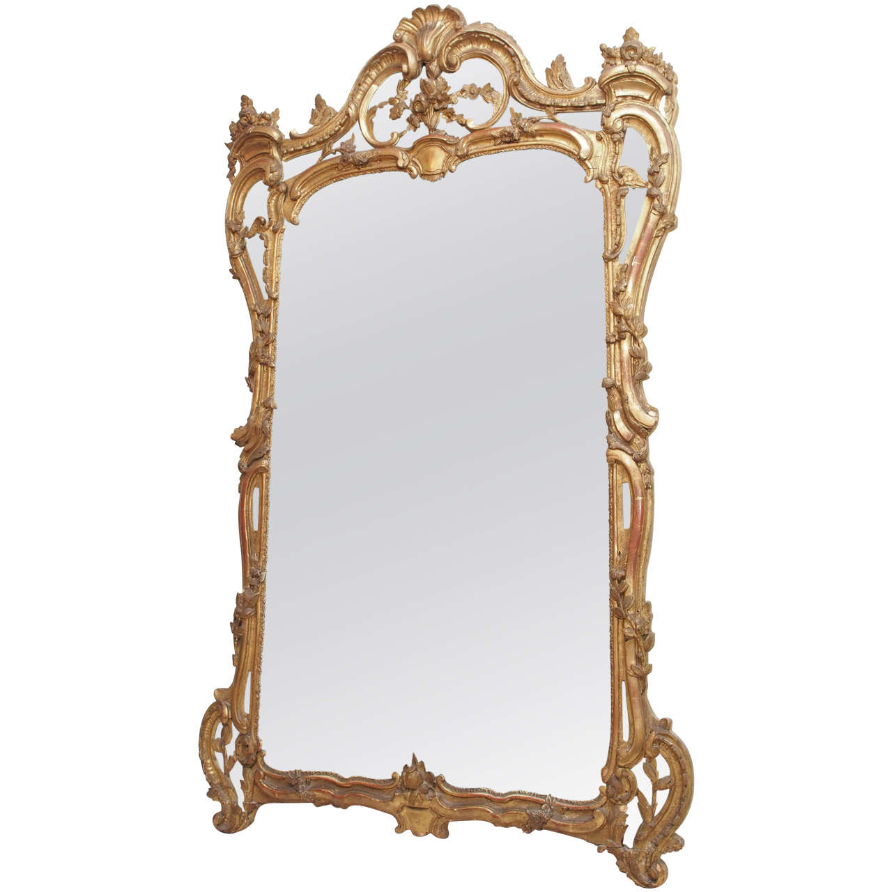 Louis XV Gilt Mirror, 19th Century For Sale
