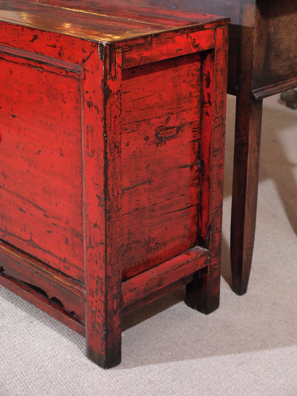 Antique Chinese Red Lacquer Four-Door Sideboard 1