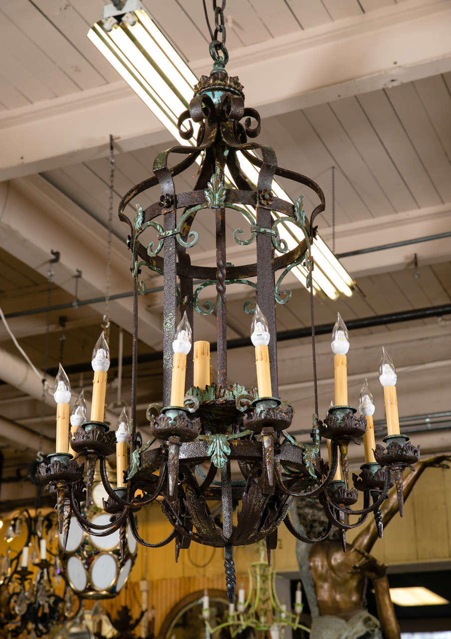 Antique Wrought Iron Chandelier from Greenwich, CT Estate 1