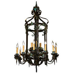 Antique Wrought Iron Chandelier from Greenwich, CT Estate