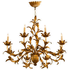 1950s Italian Gilt Tole Chandelier