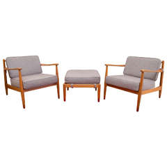 Folke Ohlsson Lounge Chairs & Ottoman for Dux
