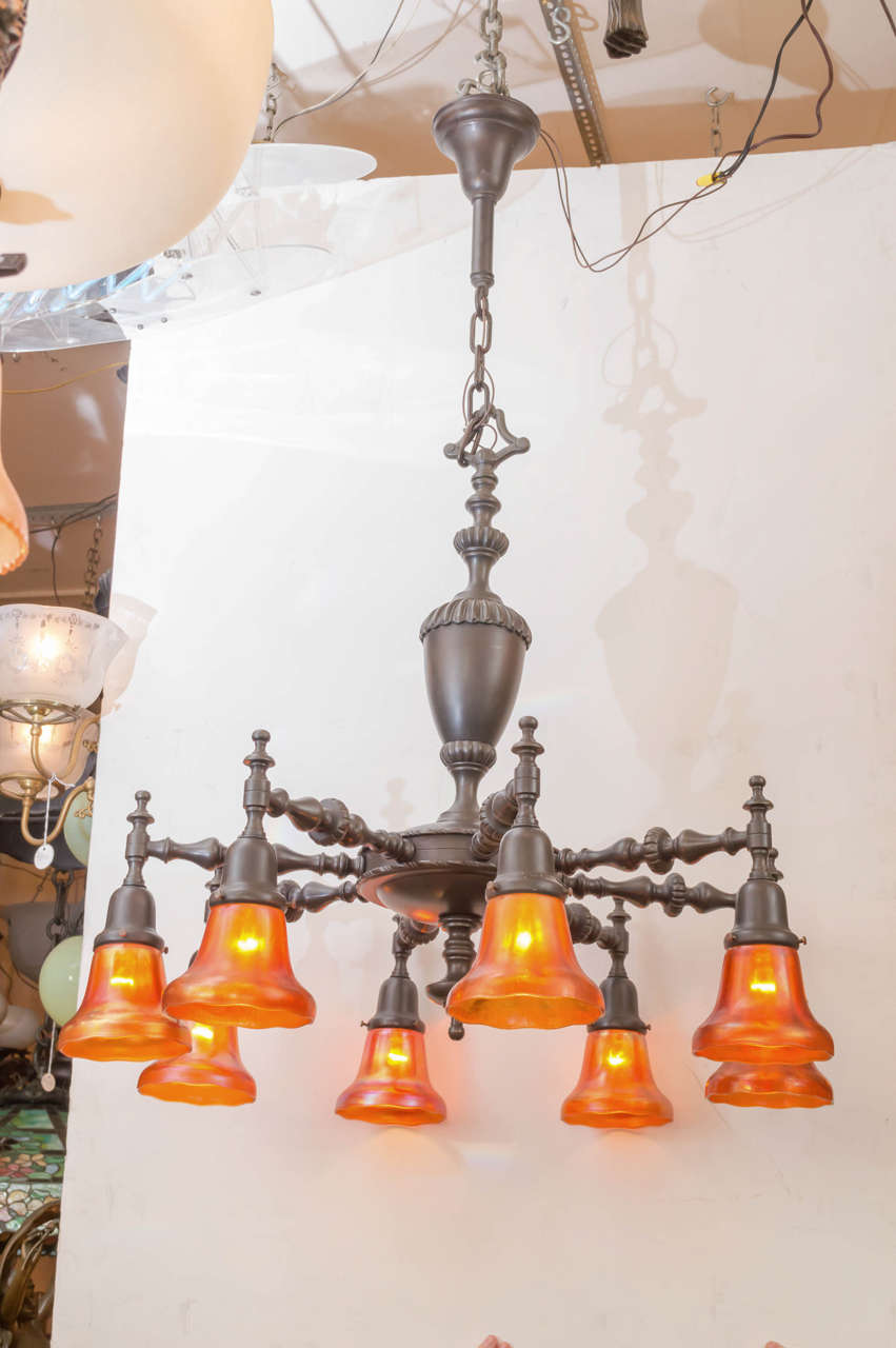 Eight-Arm Bronze Chandelier
