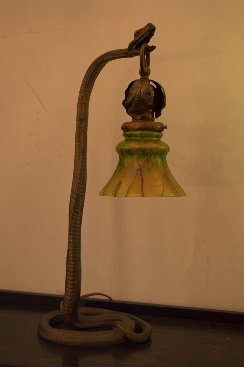 Austrian Art Nouveau Lamp with Snake