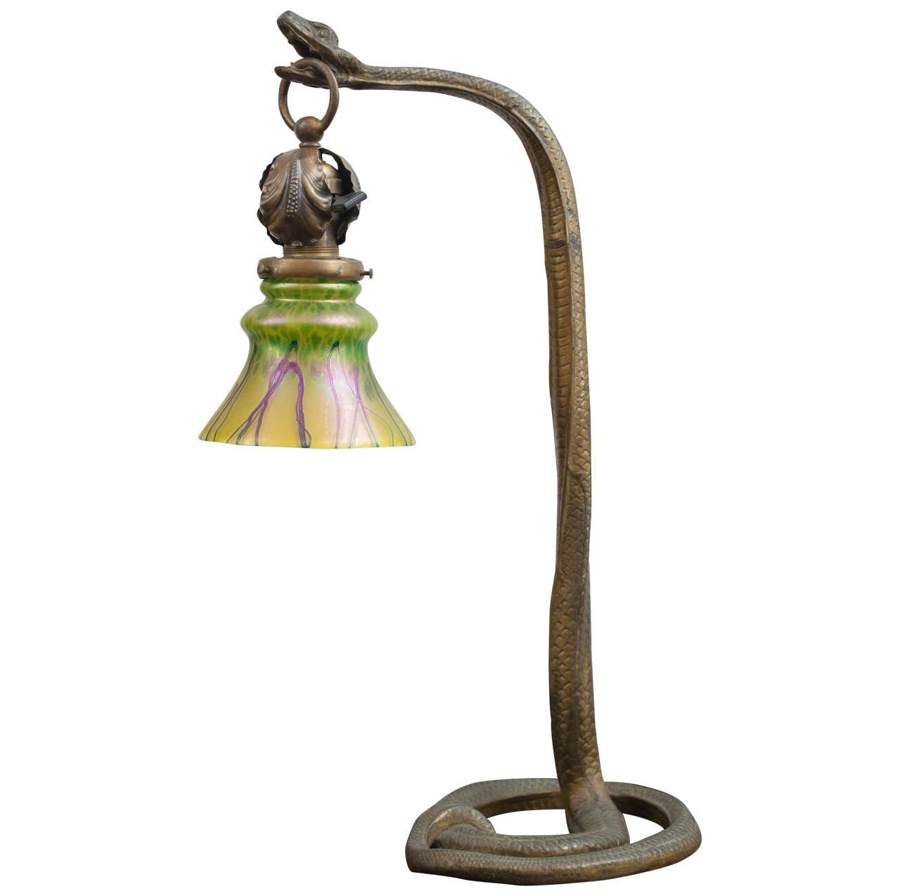 Art Nouveau Lamp with Snake